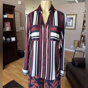 Express Portofino Slim burgundy, black & white button up shirt-size M.